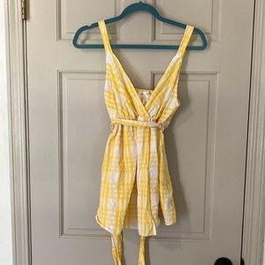 Summery yellow and white maternity blouse